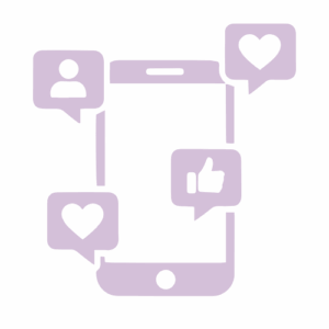 smartphone with like's and loves coming from it icon